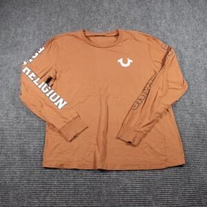 True Religion Sleeve Logo Long Sleeve T-Shirt Rust/Burnt Orange Men’s M